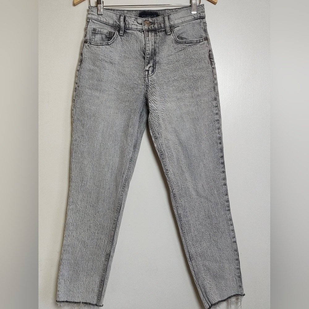 Aeropostale Women's Gray Acid Wash Mom Jeans